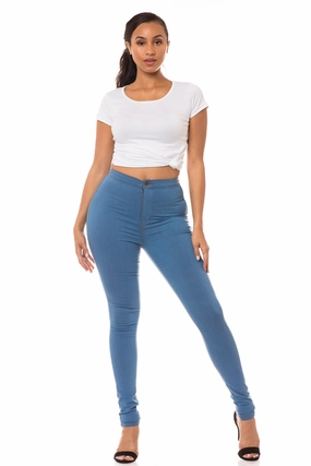 Soft Stretch Stylish Silhouette 1171 Women's Super High Waisted Skinny Jeans