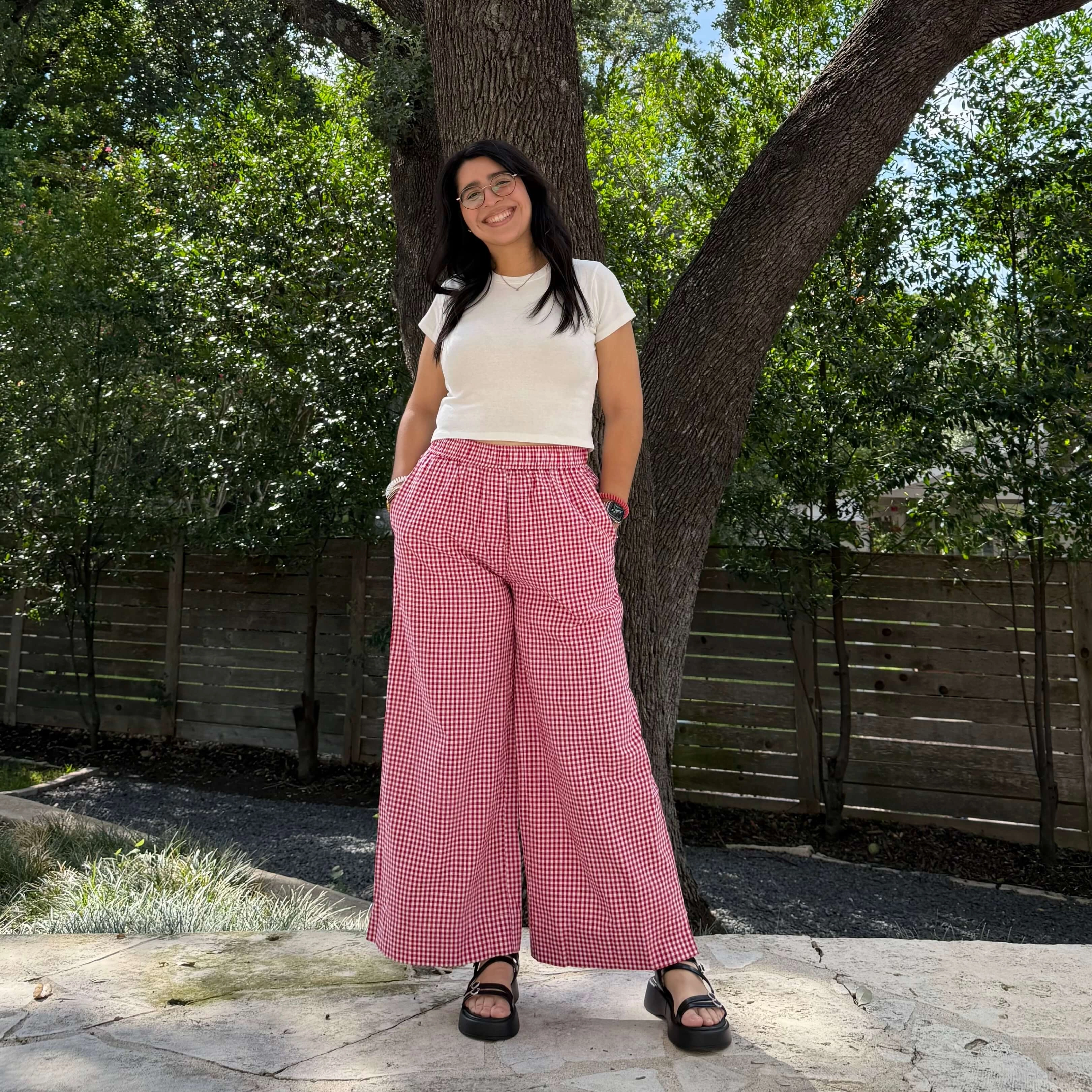 Ultimate Wear Slim Look Fit 26" Inseam Picnic Pants - Red Gingham *Clearance Sale*