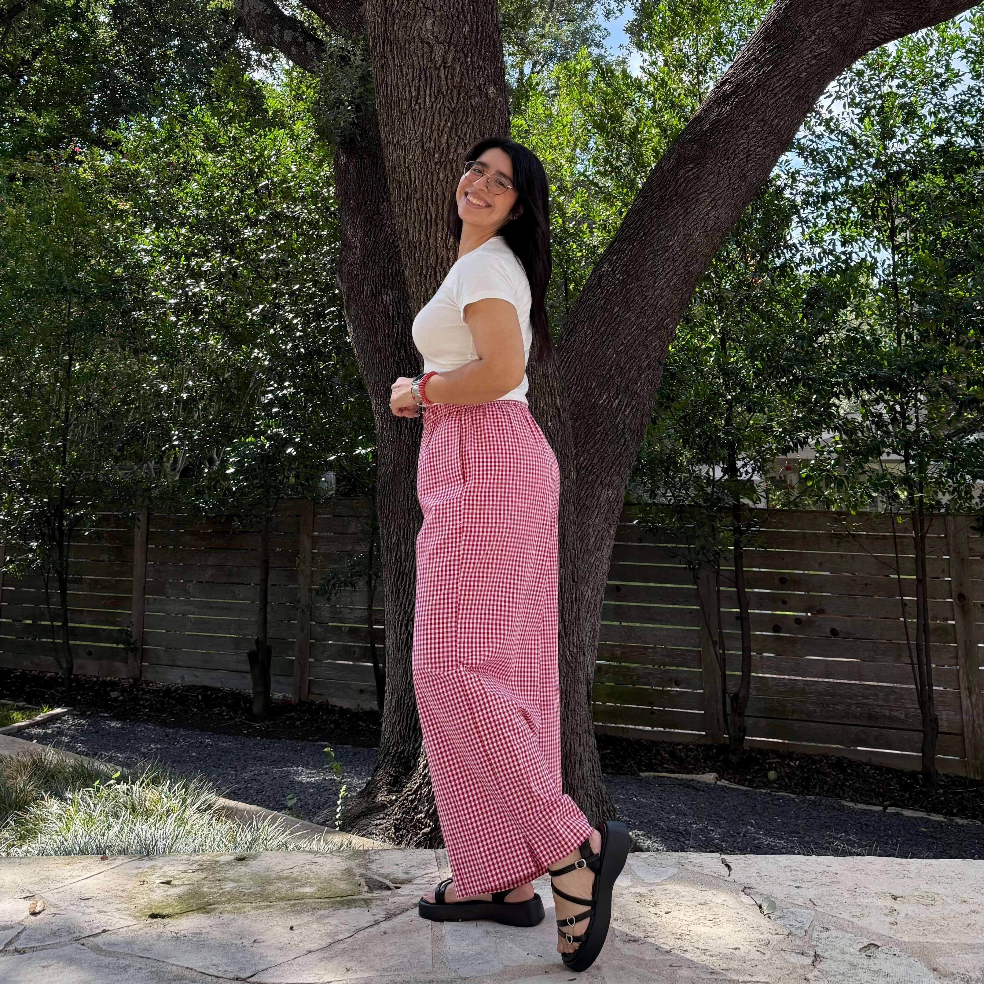 Flexible Durability Heat Control 26" Inseam Picnic Pants - Red Gingham *Clearance Sale*