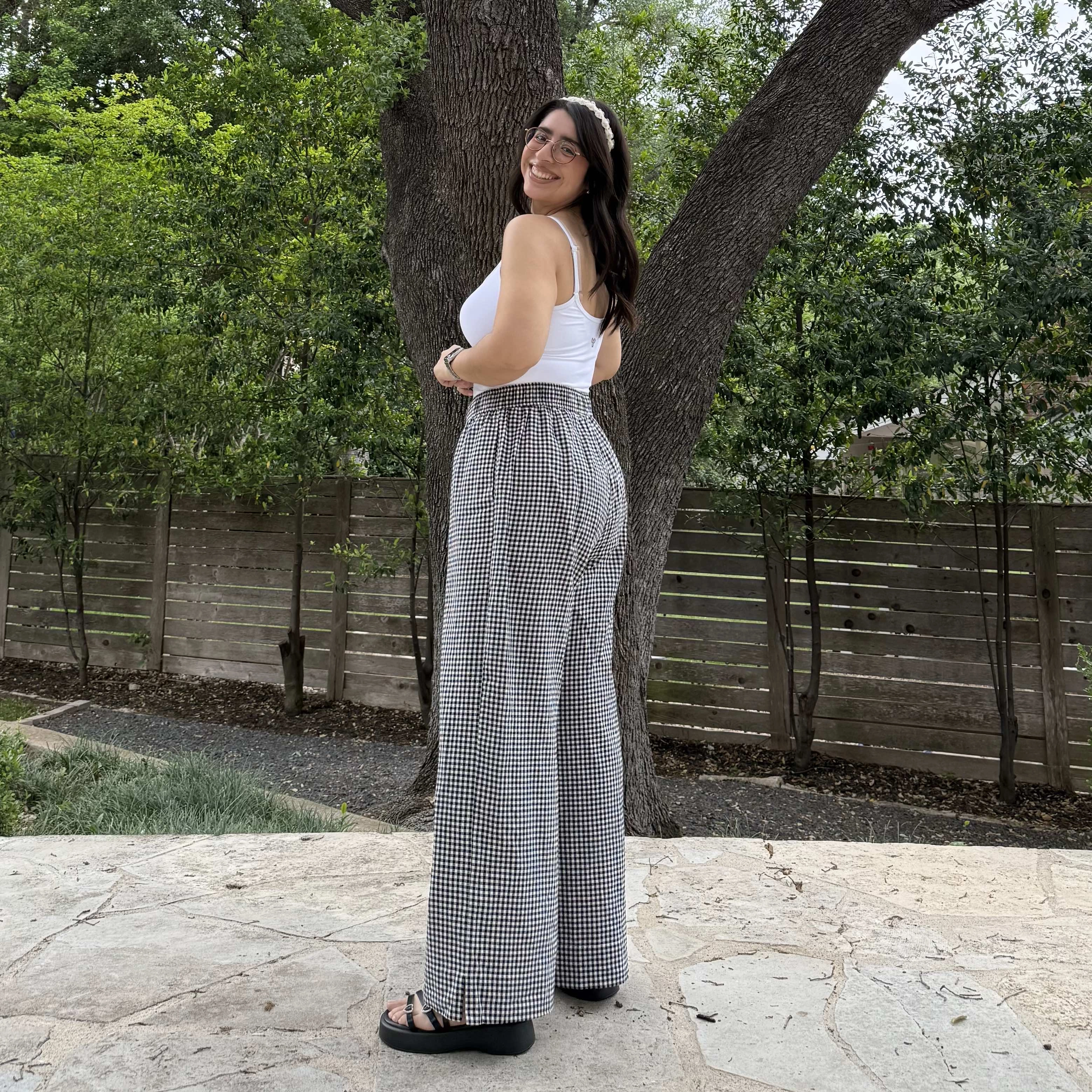 28" Inseam Picnic Pants - Black Gingham *Clearance Sale* Core Cut Abrasion Resistant Panels