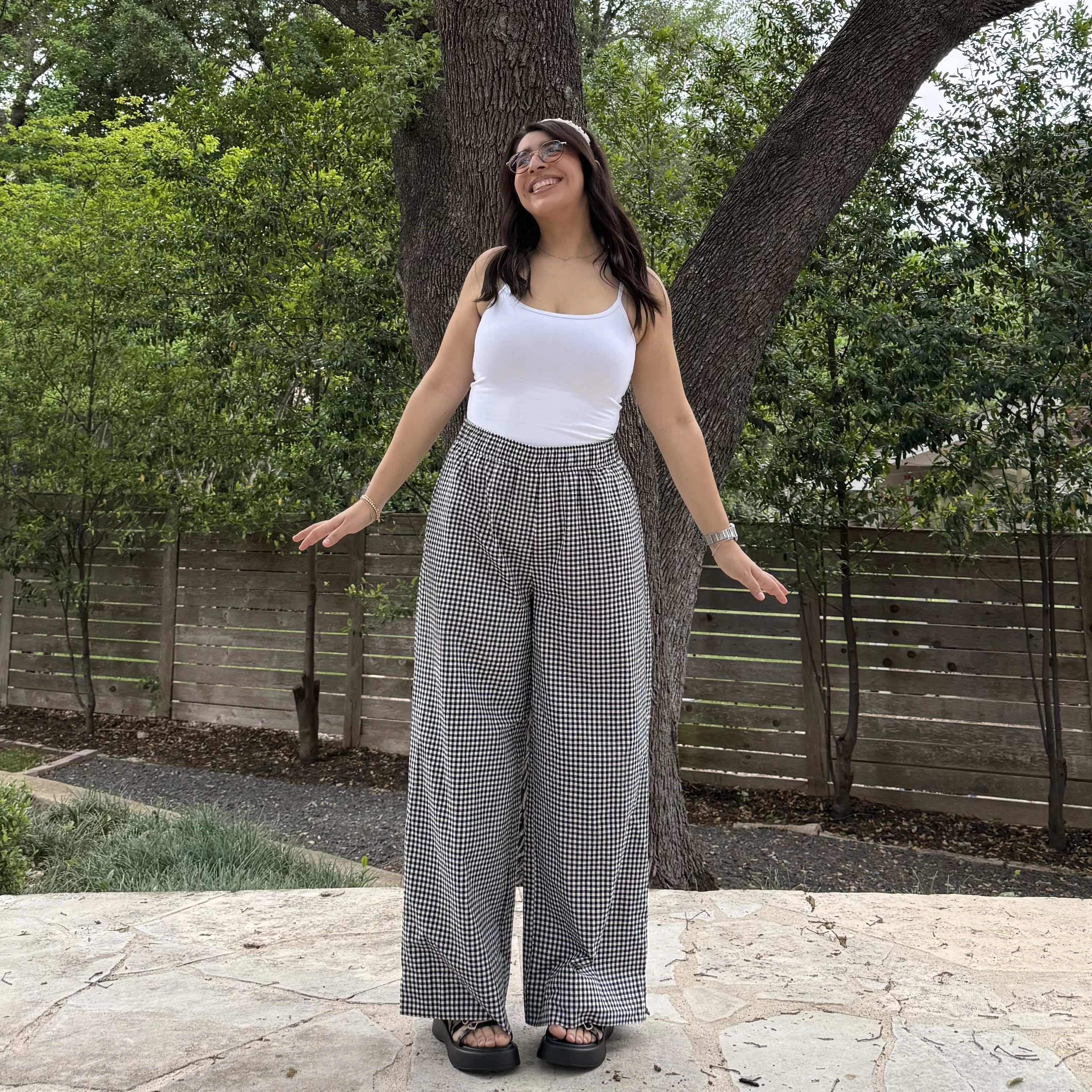 28" Inseam Picnic Pants - Black Gingham *Clearance Sale* Cozy Stretch