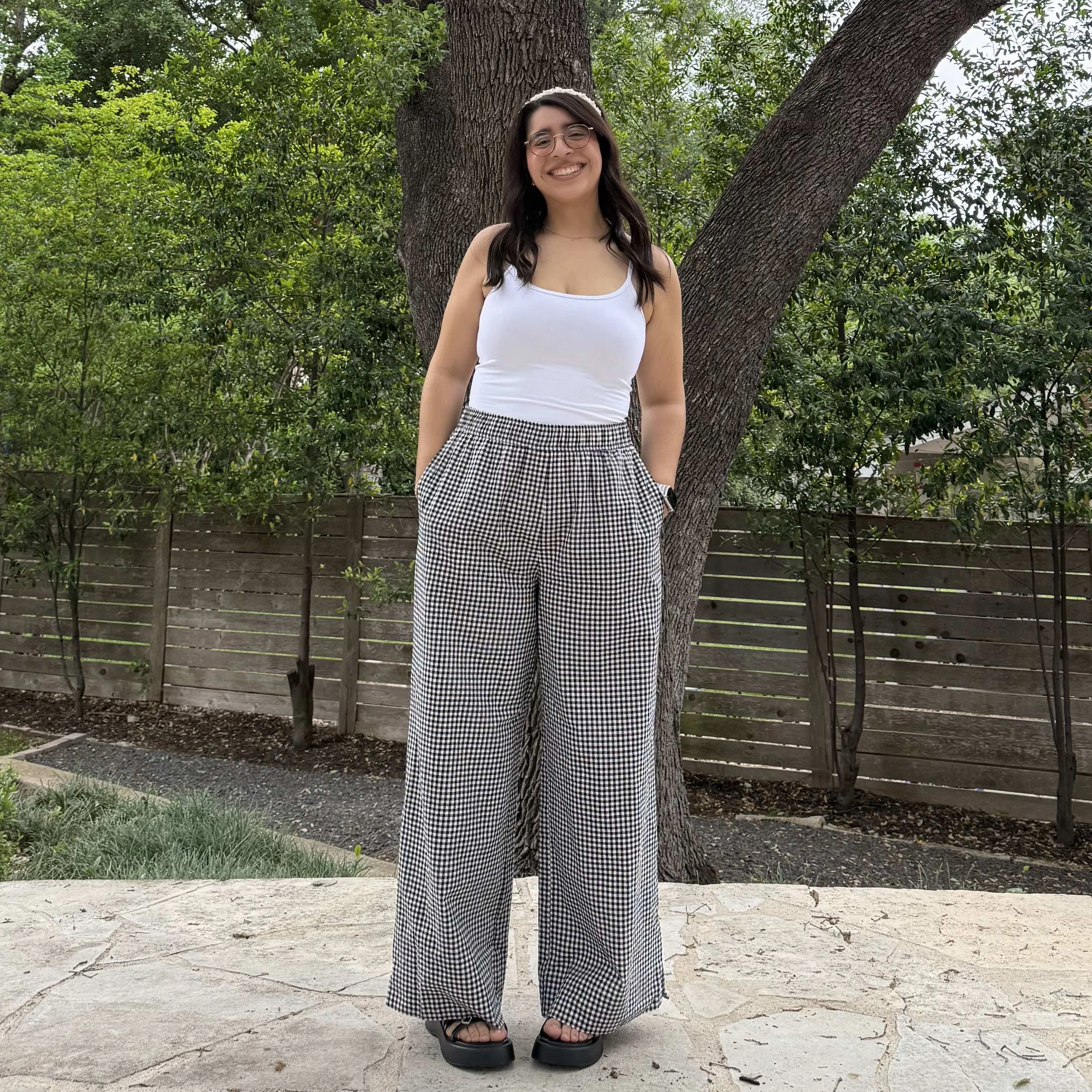 Body Movement 28" Inseam Picnic Pants - Black Gingham *Clearance Sale*