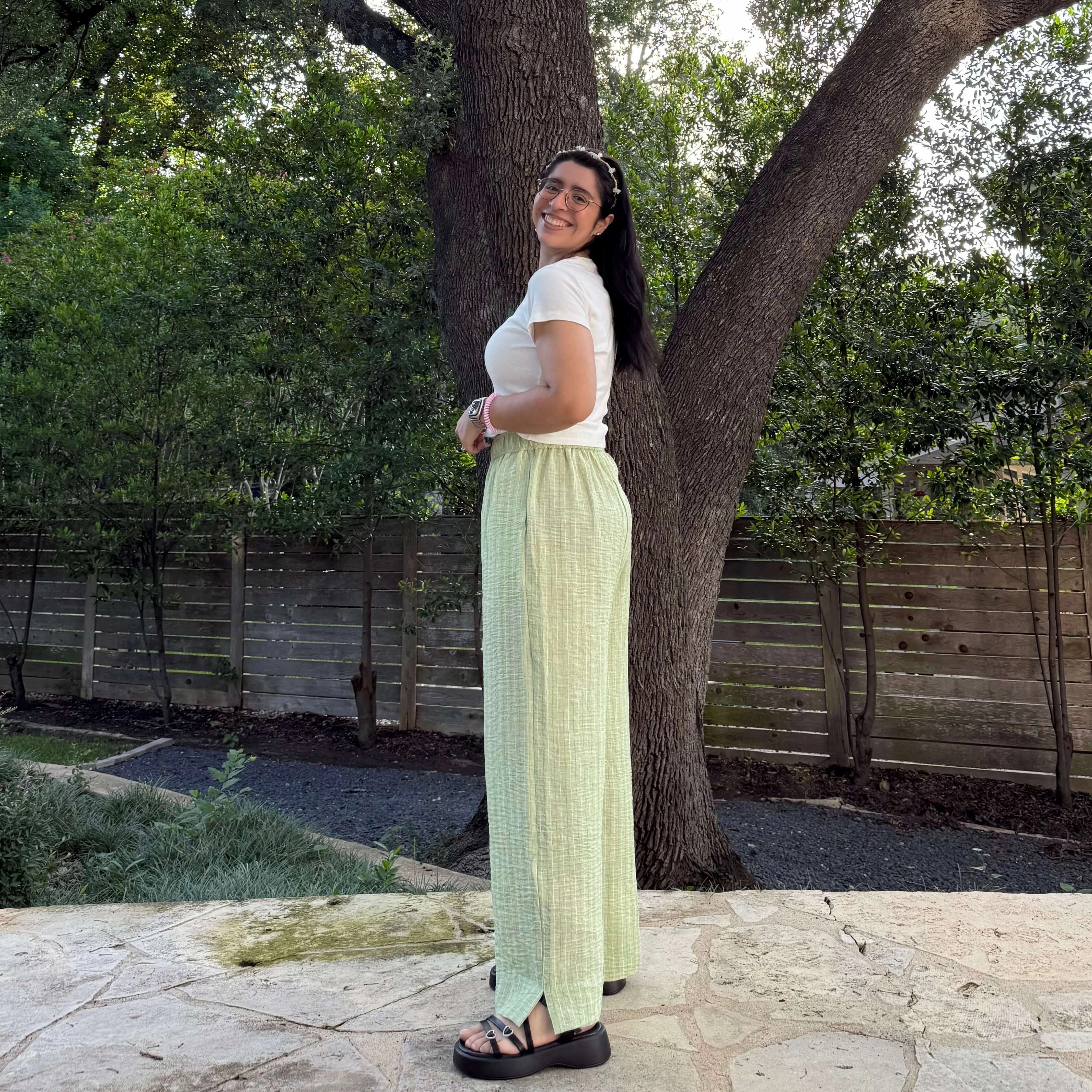 Functional Waist Secure Cuff Design 28" Inseam Picnic Pants - Celery *Clearance Sale*