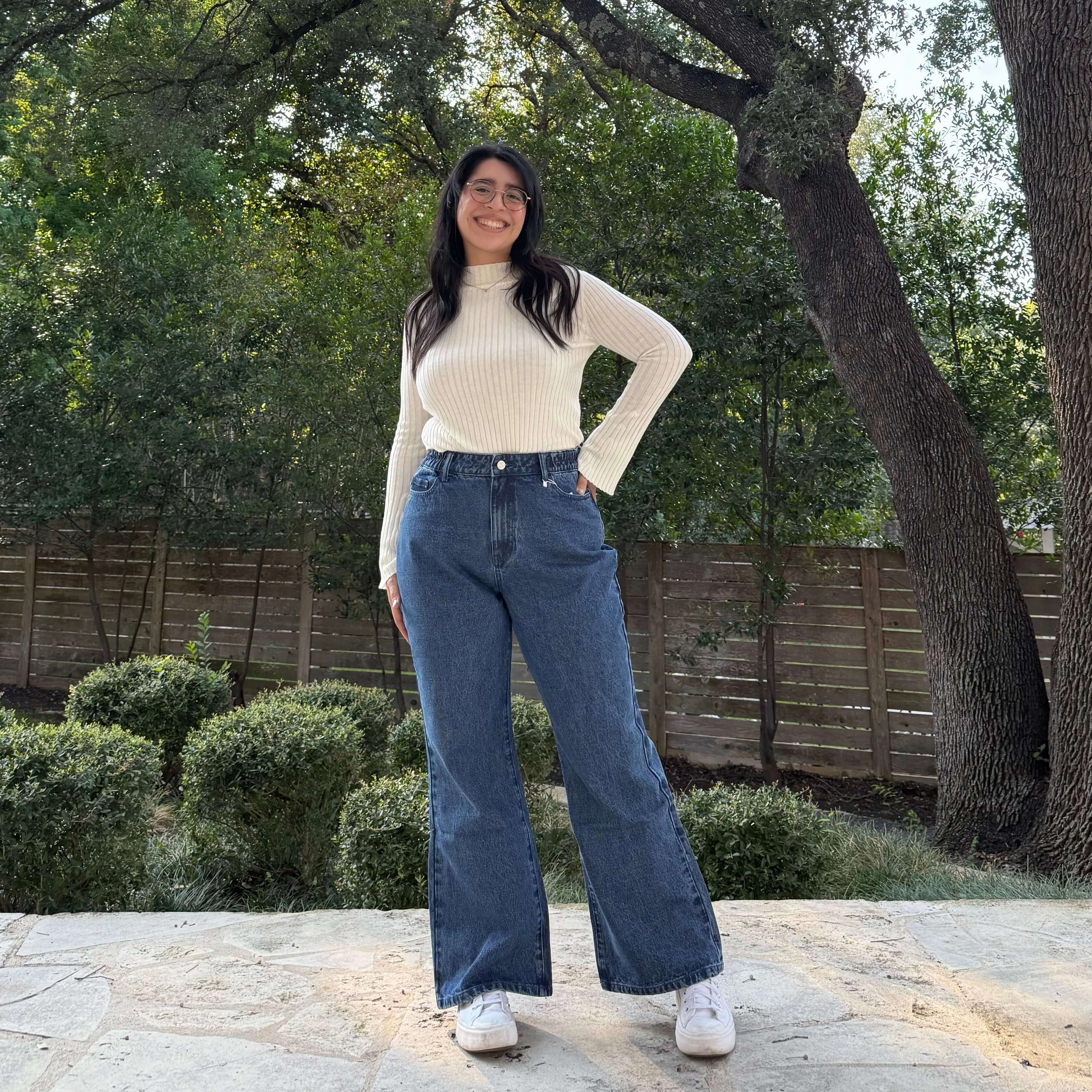 Quick Comfort Design Reflective Trim 29" Inseam Bootcut Jeans - Medium Wash *Clearance Sale*