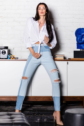 40190 Women's High Waisted Skinny Jeans with Slice Destruction Nature Lover Outdoor Adventure Autumn Days Traveler Gear Smart Casual