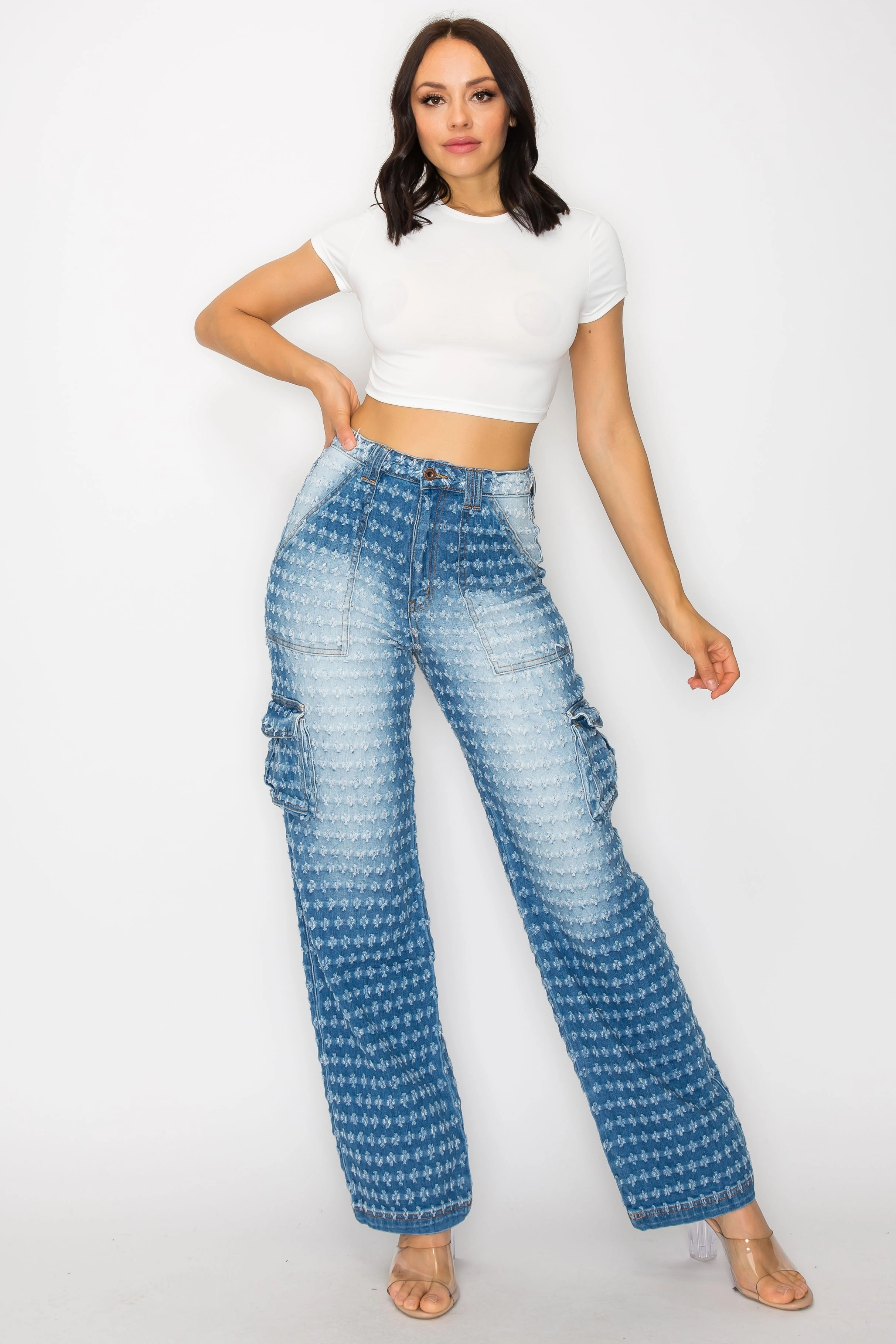 Permanent Crease Retention 40581 Women's High Rise Shotgun Cargo Jeans