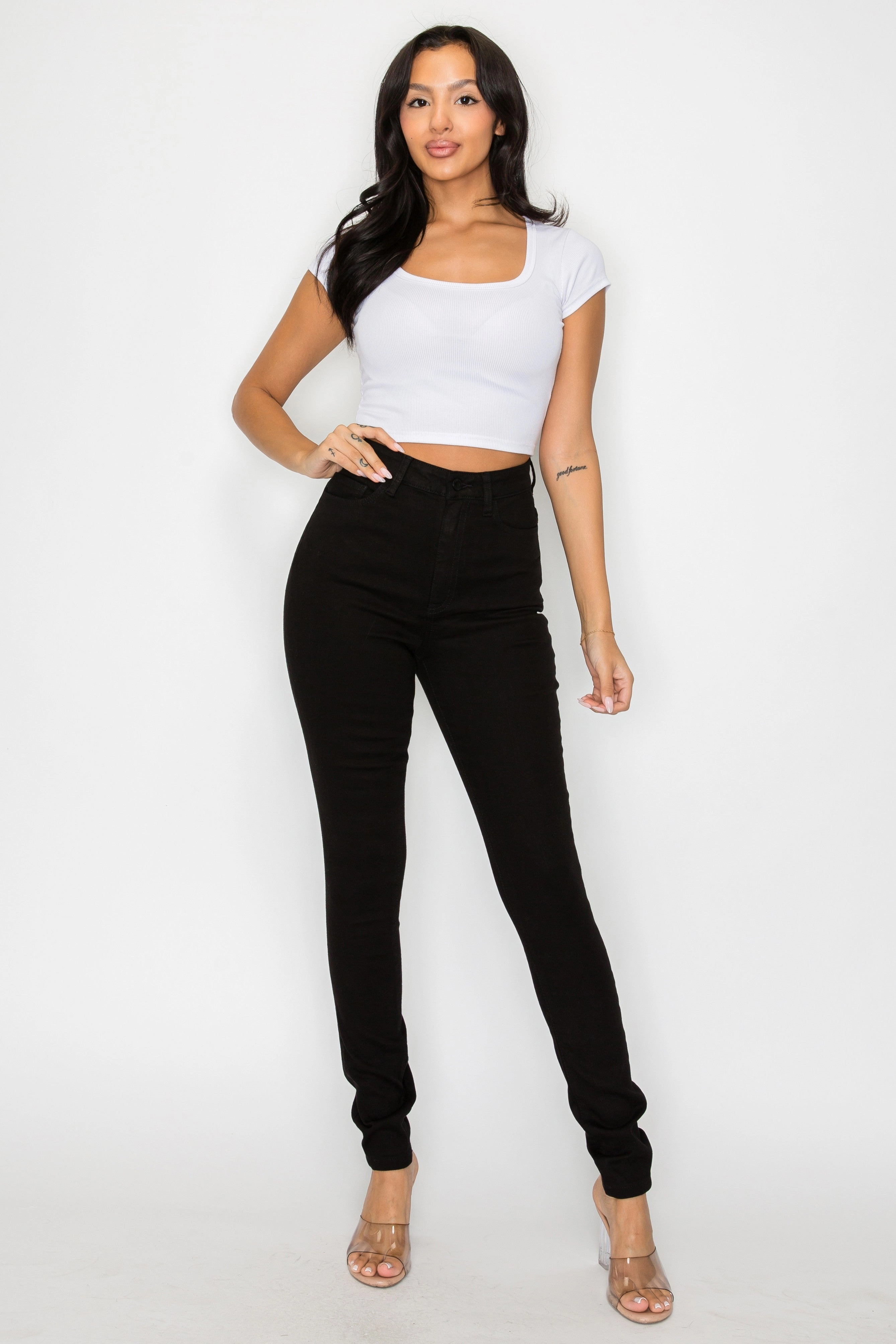 Party Look Luxury 41000 Basic High Rise Real 5Pockets Skinny Jeans