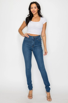 41000 Basic High Rise Real 5Pockets Skinny Jeans Stylish Daily Wear Parent Style