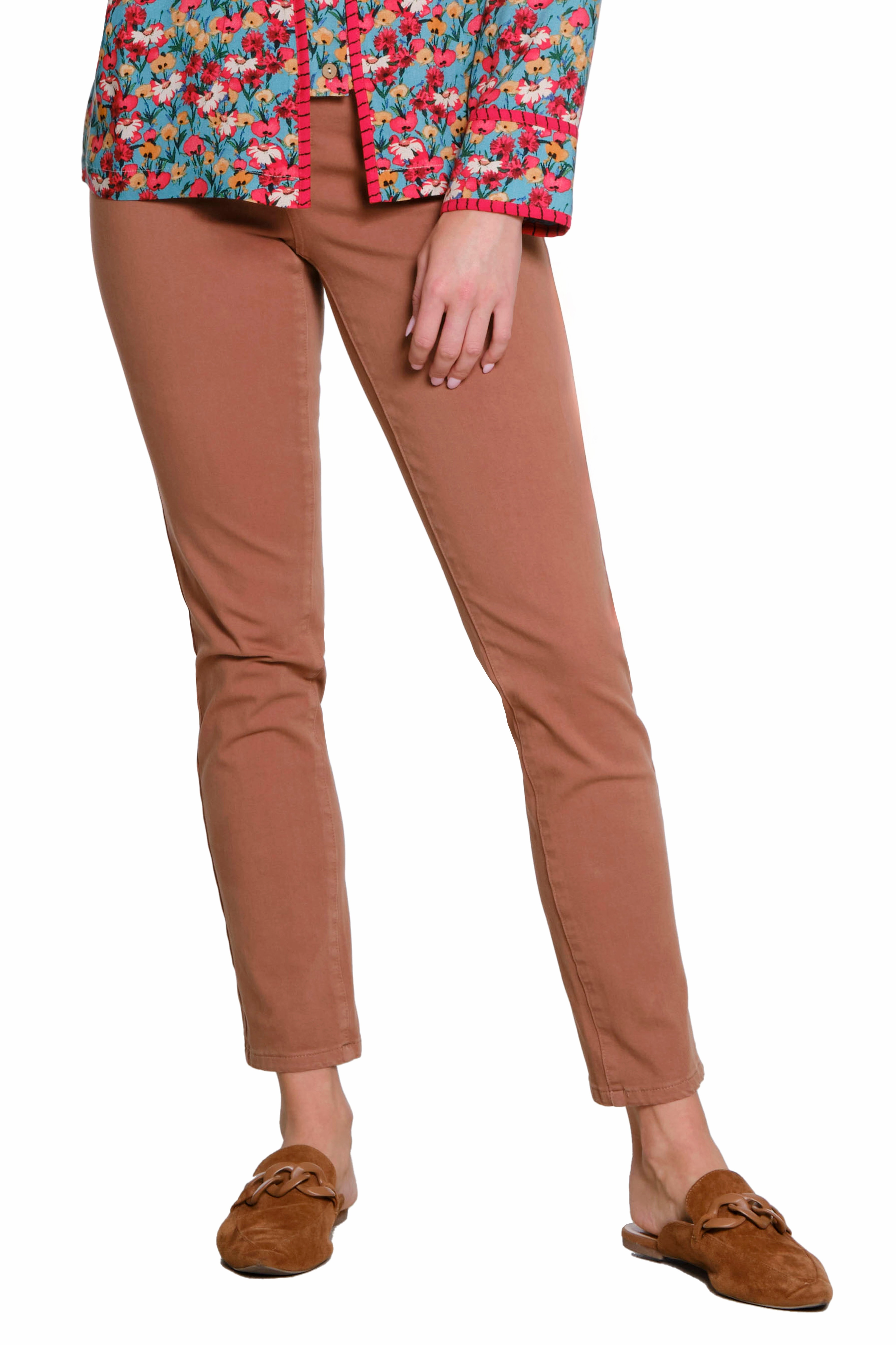 4 WAY STRETCH PULL ON SKINNY ANKLE JEAN - Caramel Classic Fit Wear Anytime