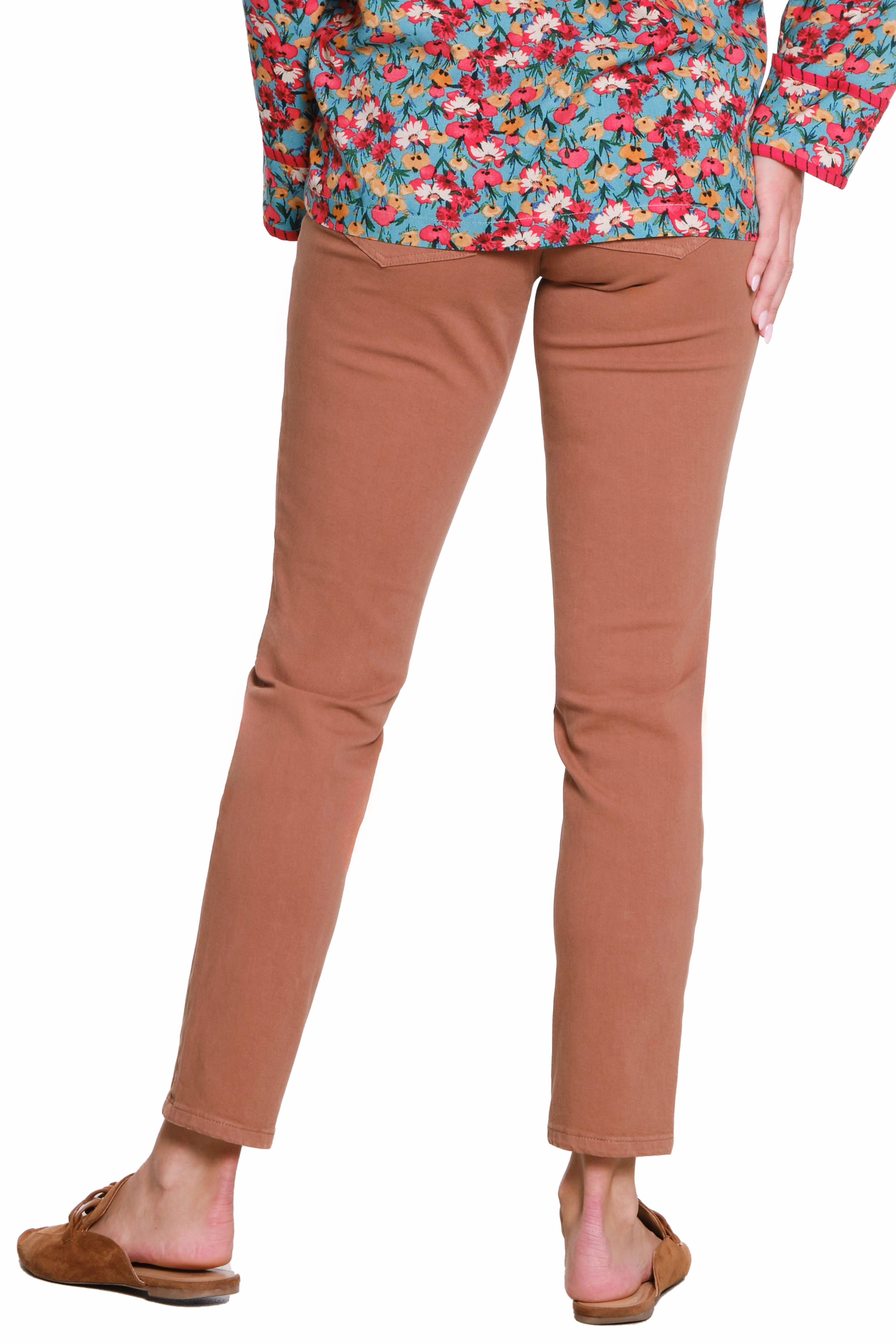 4 WAY STRETCH PULL ON SKINNY ANKLE JEAN - Caramel Outfit Base Work Ready Neutral