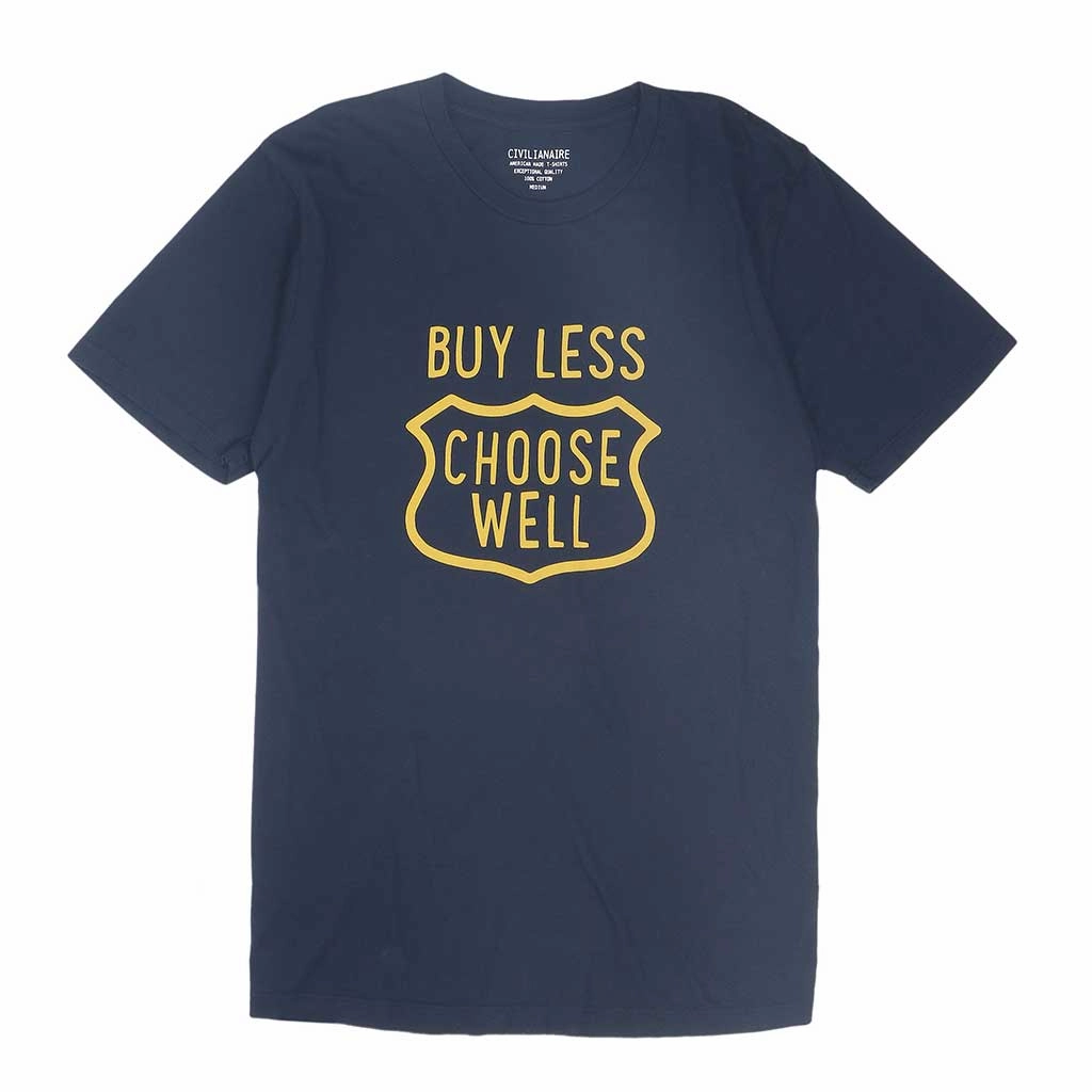 Comfortable Look "Buy Less, Choose Well" Short Sleeve Men's Tee - EZ Dark Navy