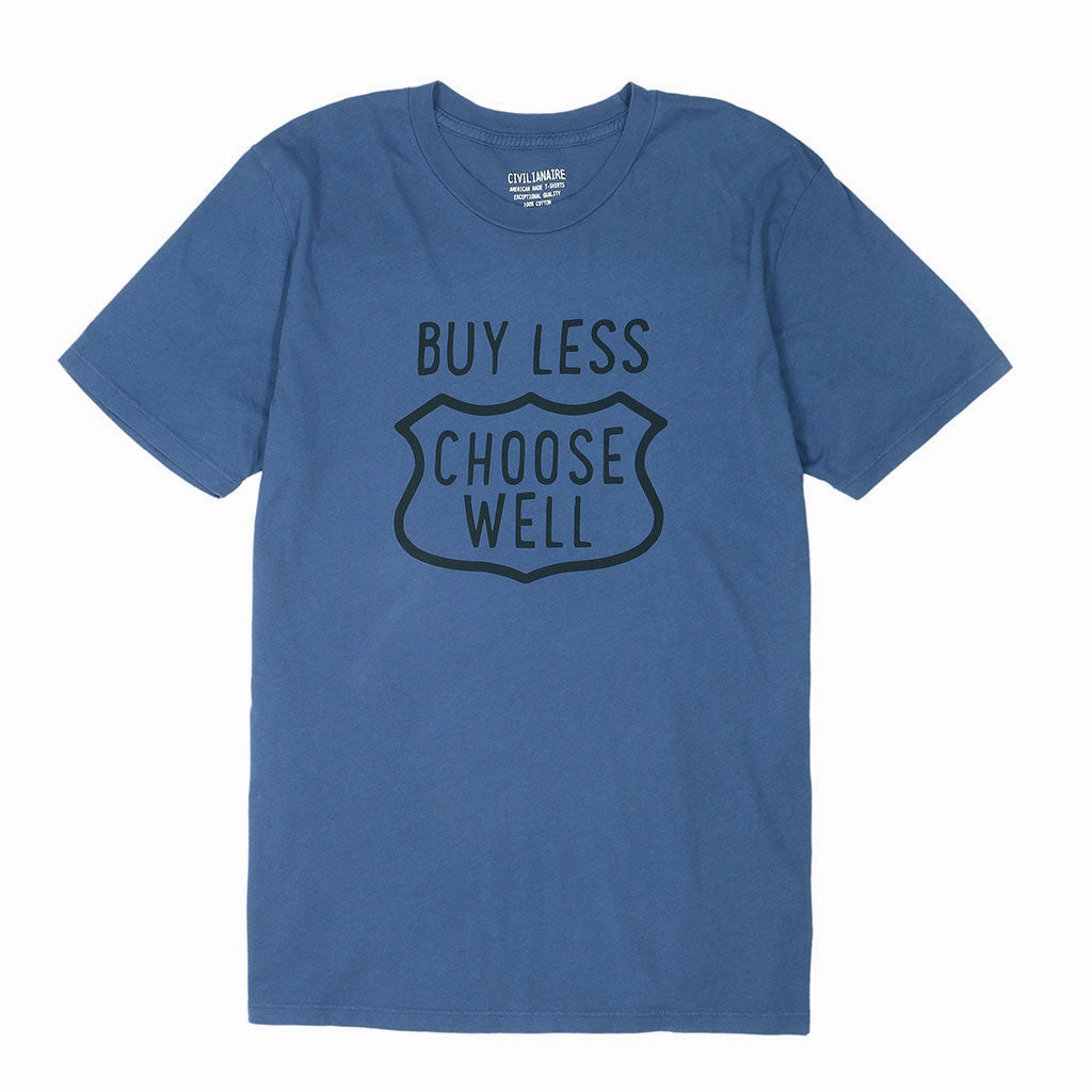 WaterResistantCoating "Buy Less, Choose Well" Short Sleeve Men's Tee - New Blue