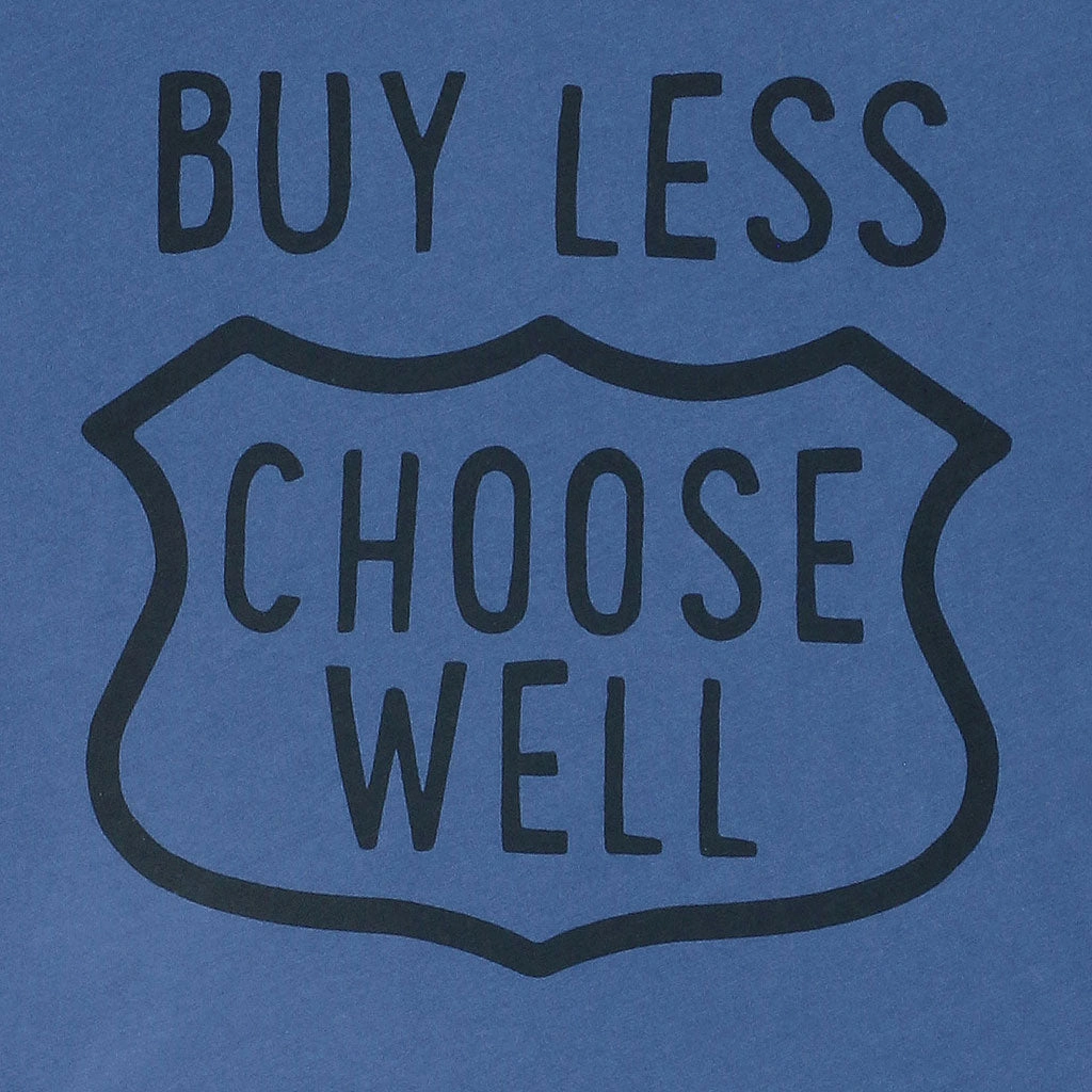 "Buy Less, Choose Well" Short Sleeve Men's Tee - New Blue Ultra Soft Handfeel Drop Shoulder Design