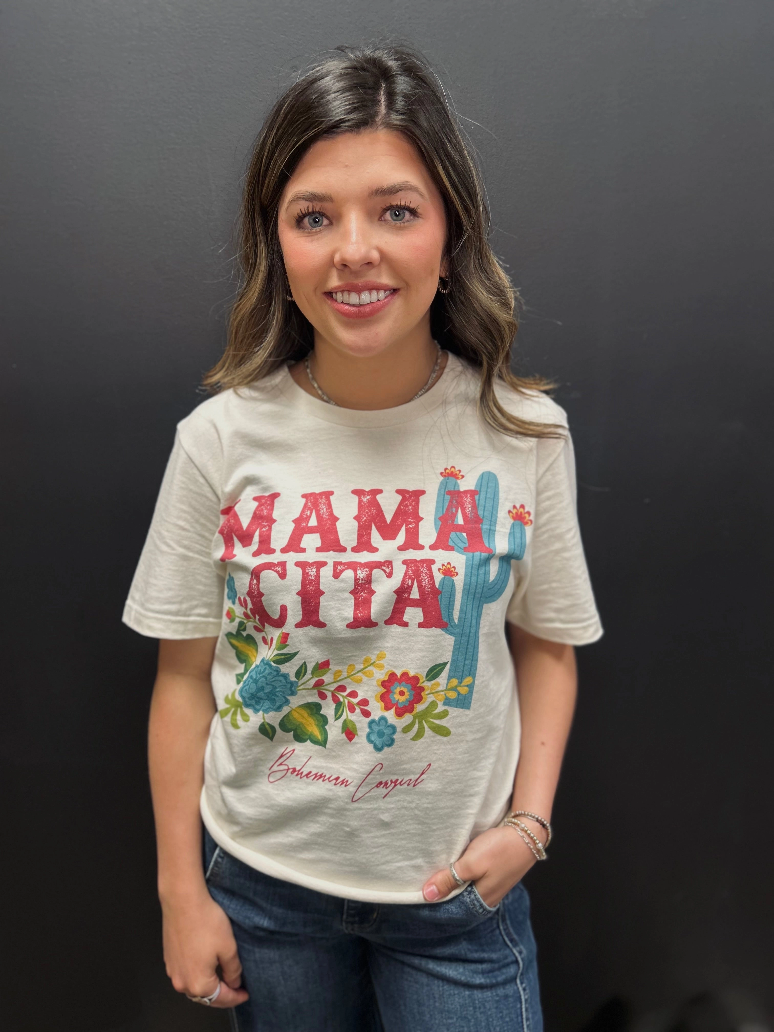 "MAMACITA" Cactus Cream Graphic Tee PuckerFree Surface