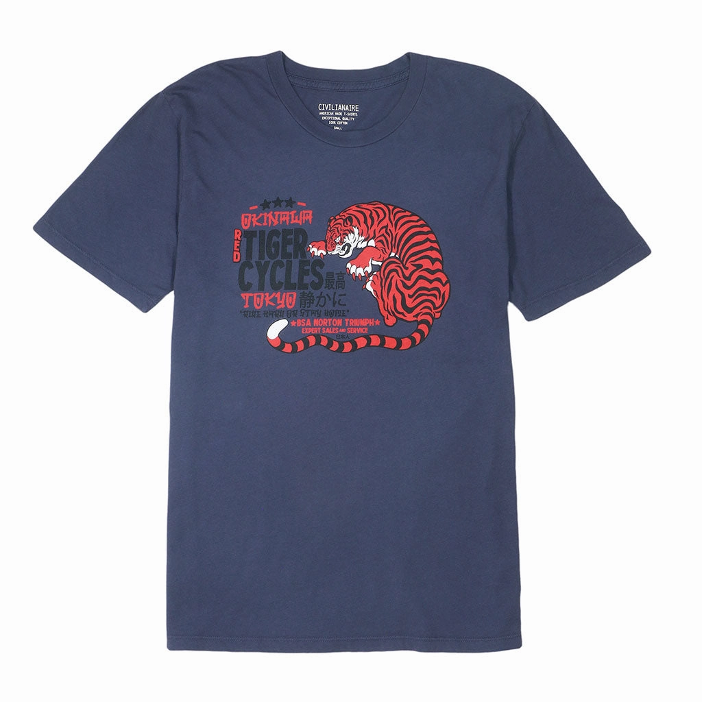 Relaxed Tank Sustainable Manufacturing "RED RACING" Short Sleeve Mens Crew Neck Tee - Dark Slate Blue