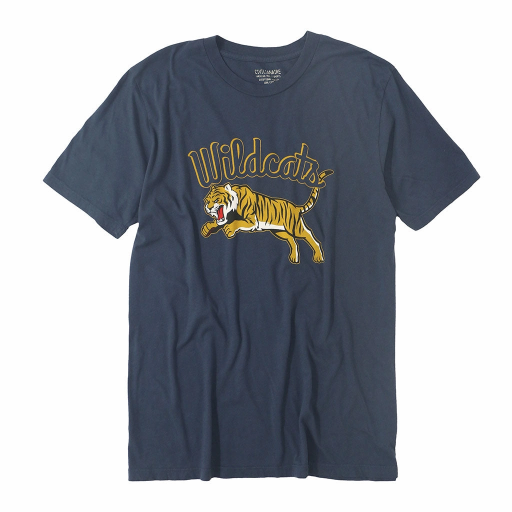 RibbedCollar "Wildcats Tiger" Tee - Dark Slate Blue