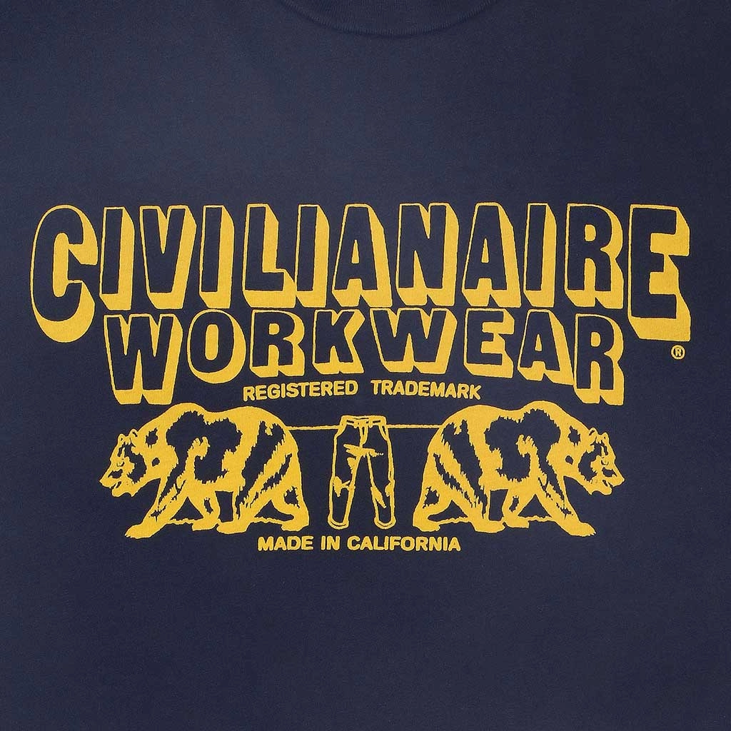 "Workwear Bears" Short Sleeve Men's Crew Neck Tee - EZ DarkNavy Friction Reducing Finish Convertible Style