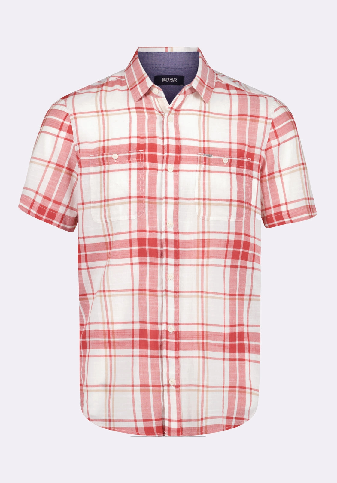 Trendsetter Choice Layered Design Sagrino Men's Fitted Plaid Shirt, Baked Apple Red - BM24568