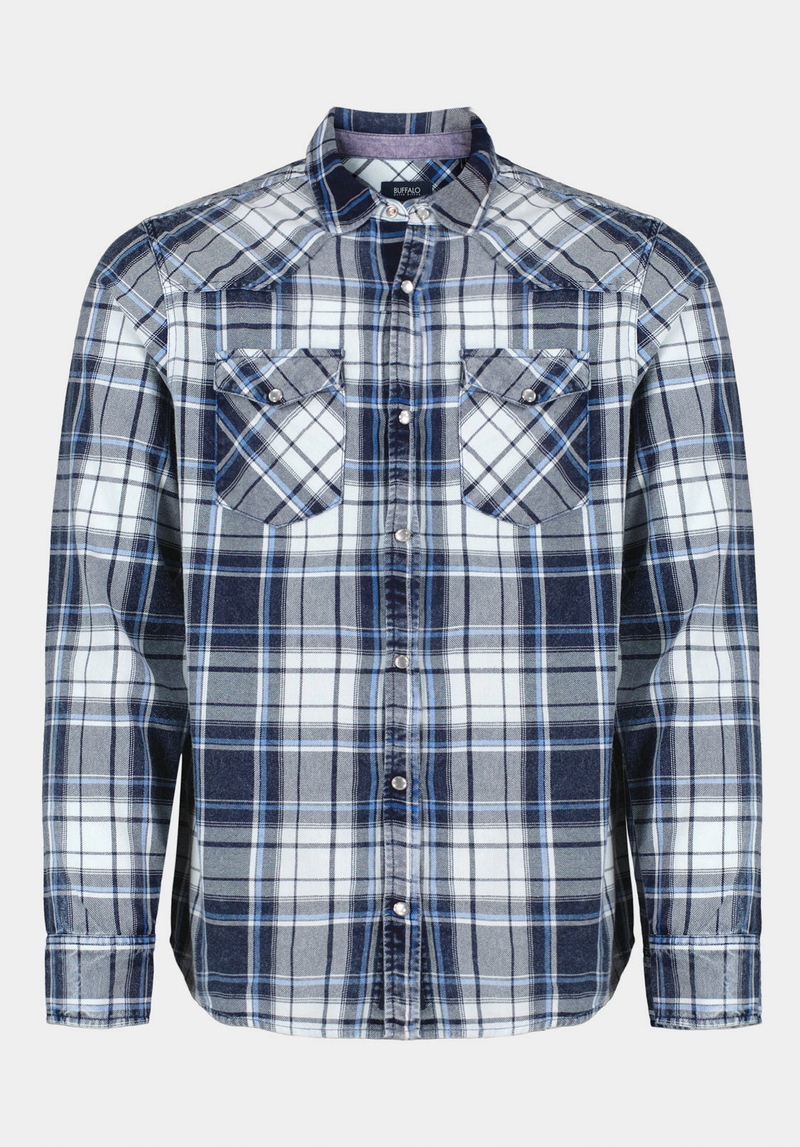 No Chafe Edging Sierra Men's Long-Sleeve Plaid Shirt, Midnight Blue - BM24687