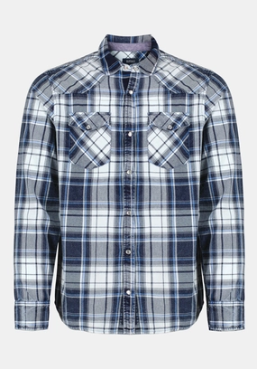 Sierra Men's Long-Sleeve Plaid Shirt, Midnight Blue - BM24687 Seasonal Comfort