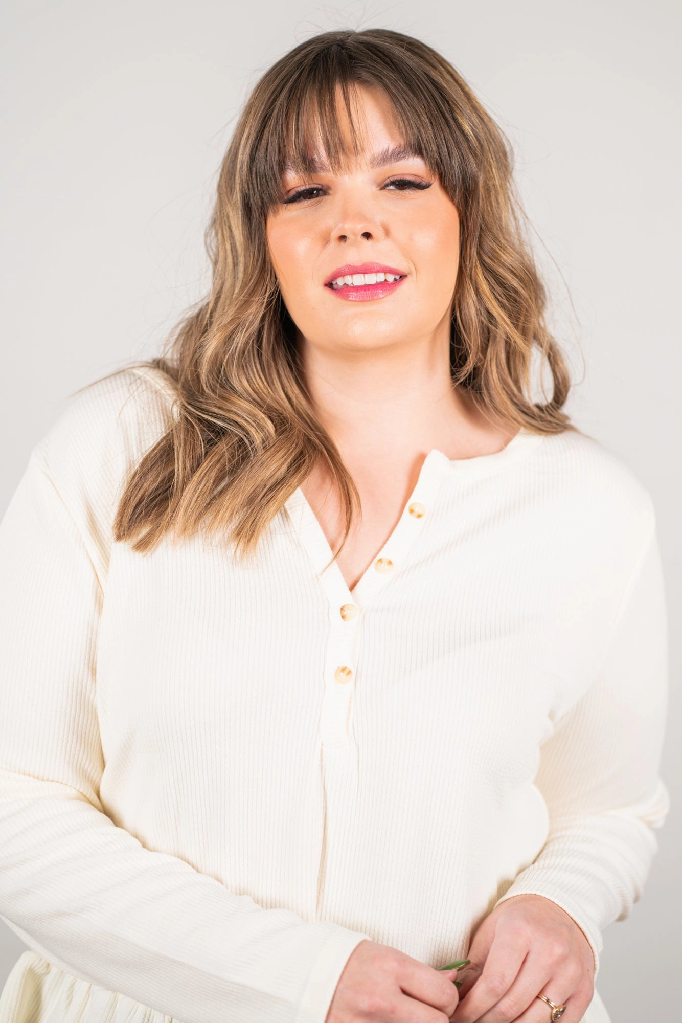 Easy Fit Plus Size Long Sleeve Peplum Babydoll | Top