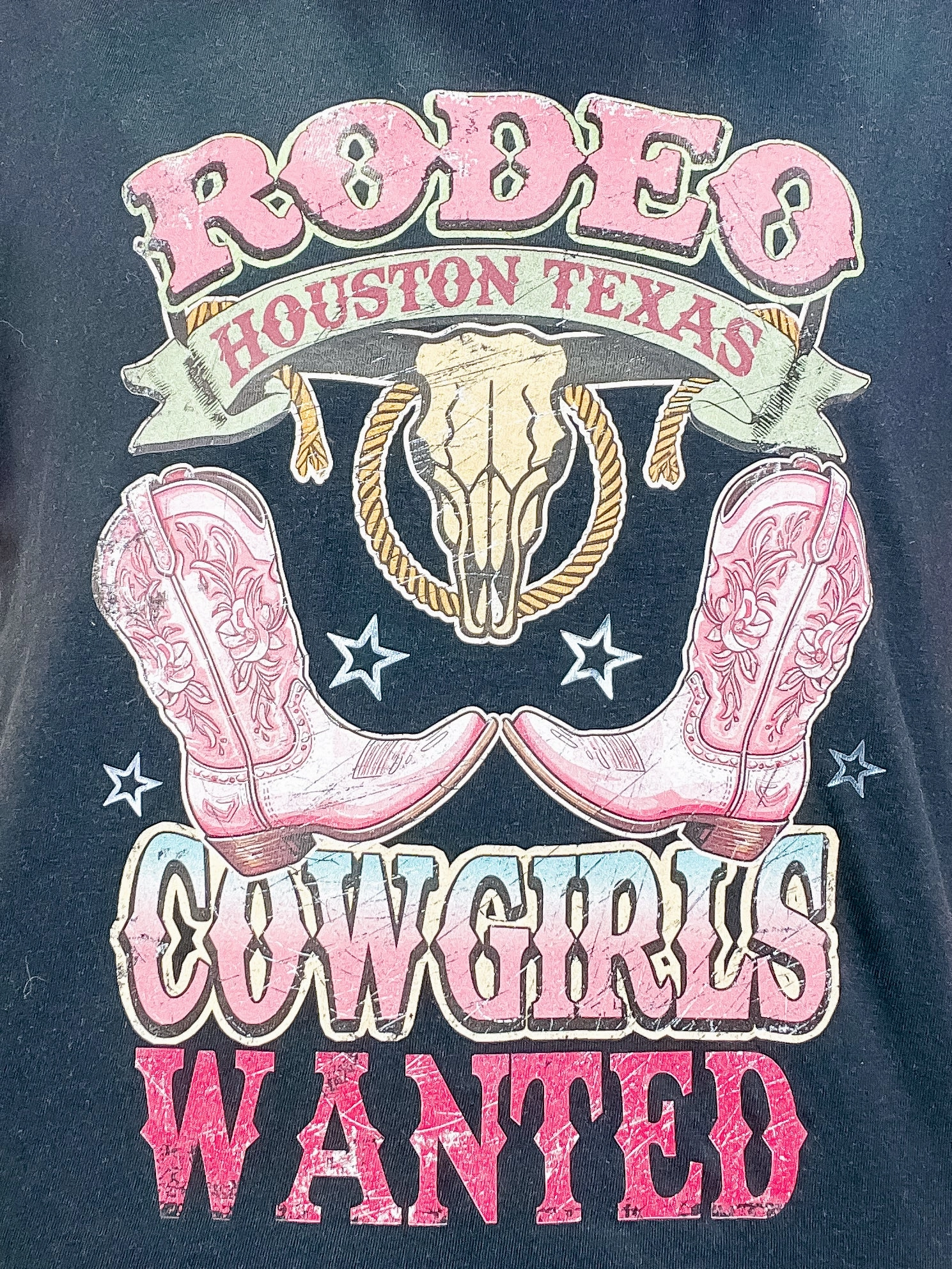 Rodeo Cowgirls Wanted Embellished Graphic Tee Breathable mesh lining QuickReleaseFastenings