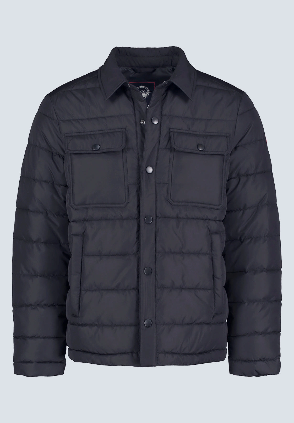 Static Dissipating Threading Frictionless Inner Layer Aiden Men's Quilted Button-Front Jacket, Black - OBMFJ001