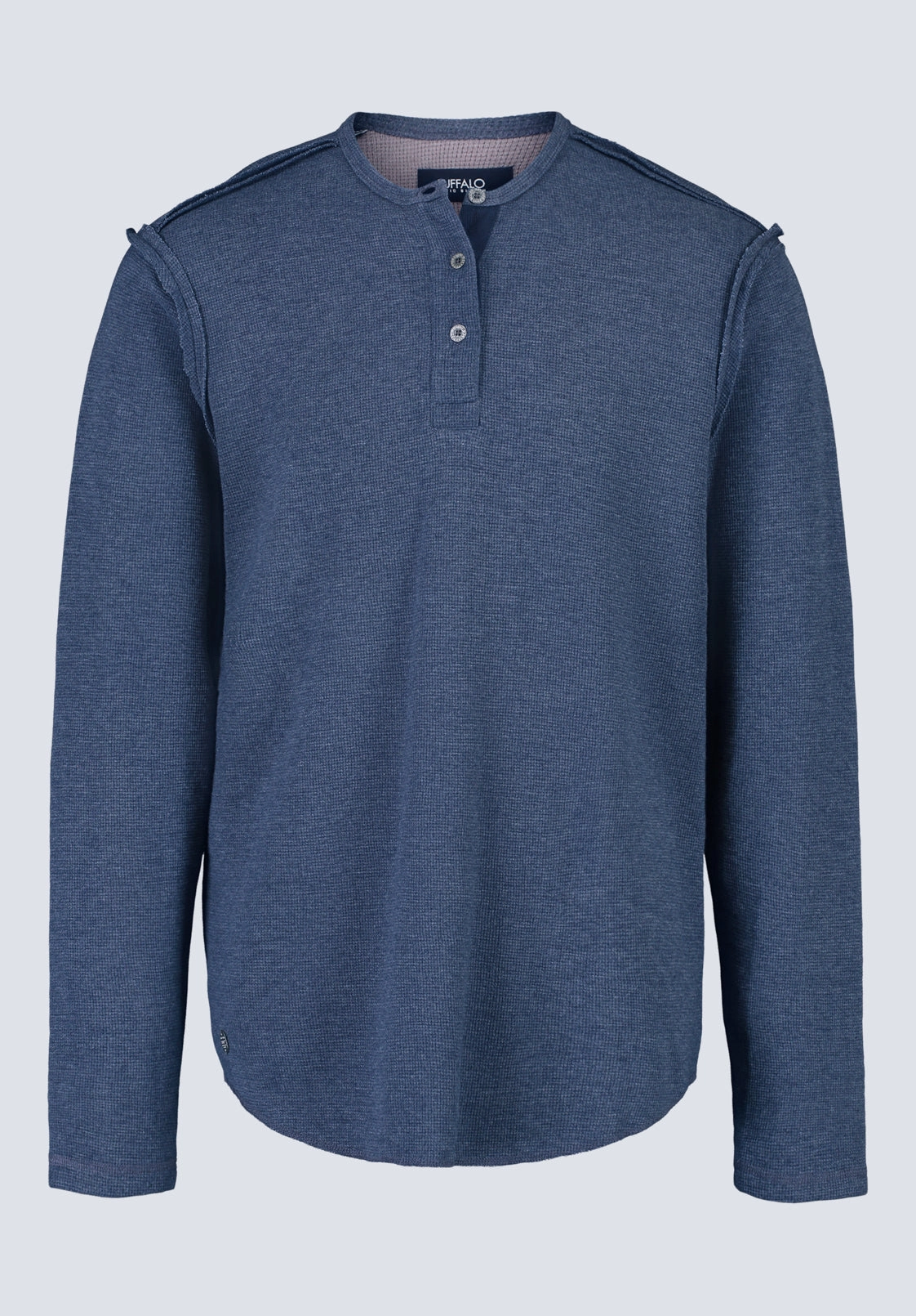 Kipato Men's Long-Sleeved Henley Top, Whale - BM24434 UPF Protective Fabric