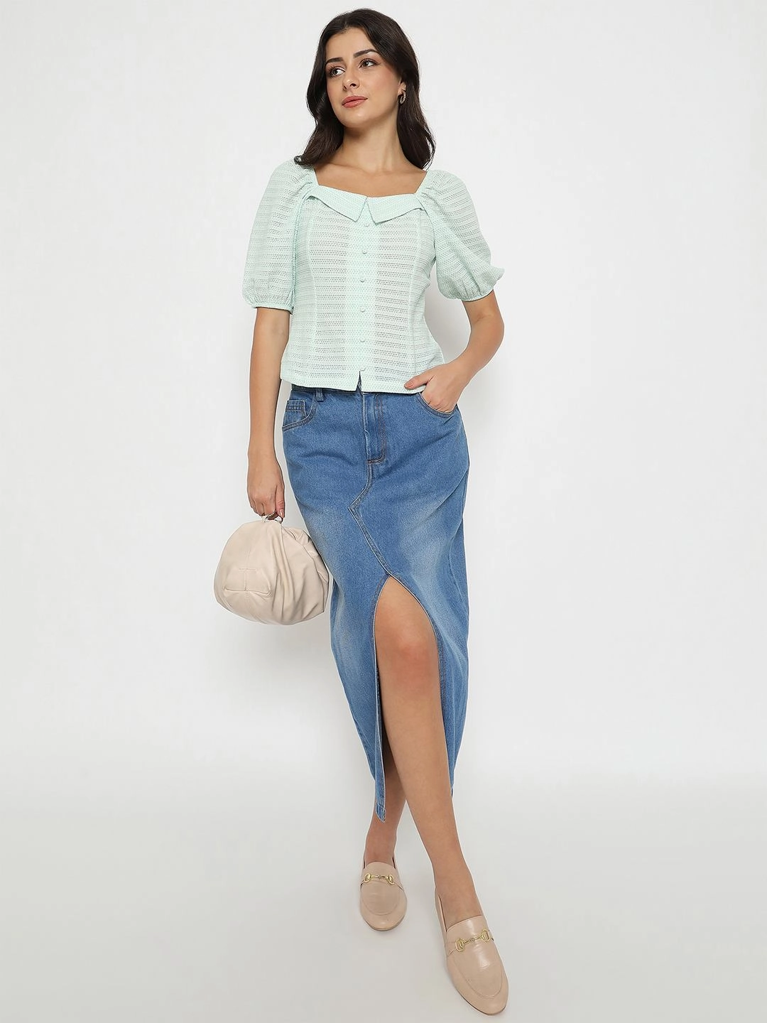 DurableReinforcement ZonalVentilation Madame Tie Detail Off Shoulder Turquoise Top