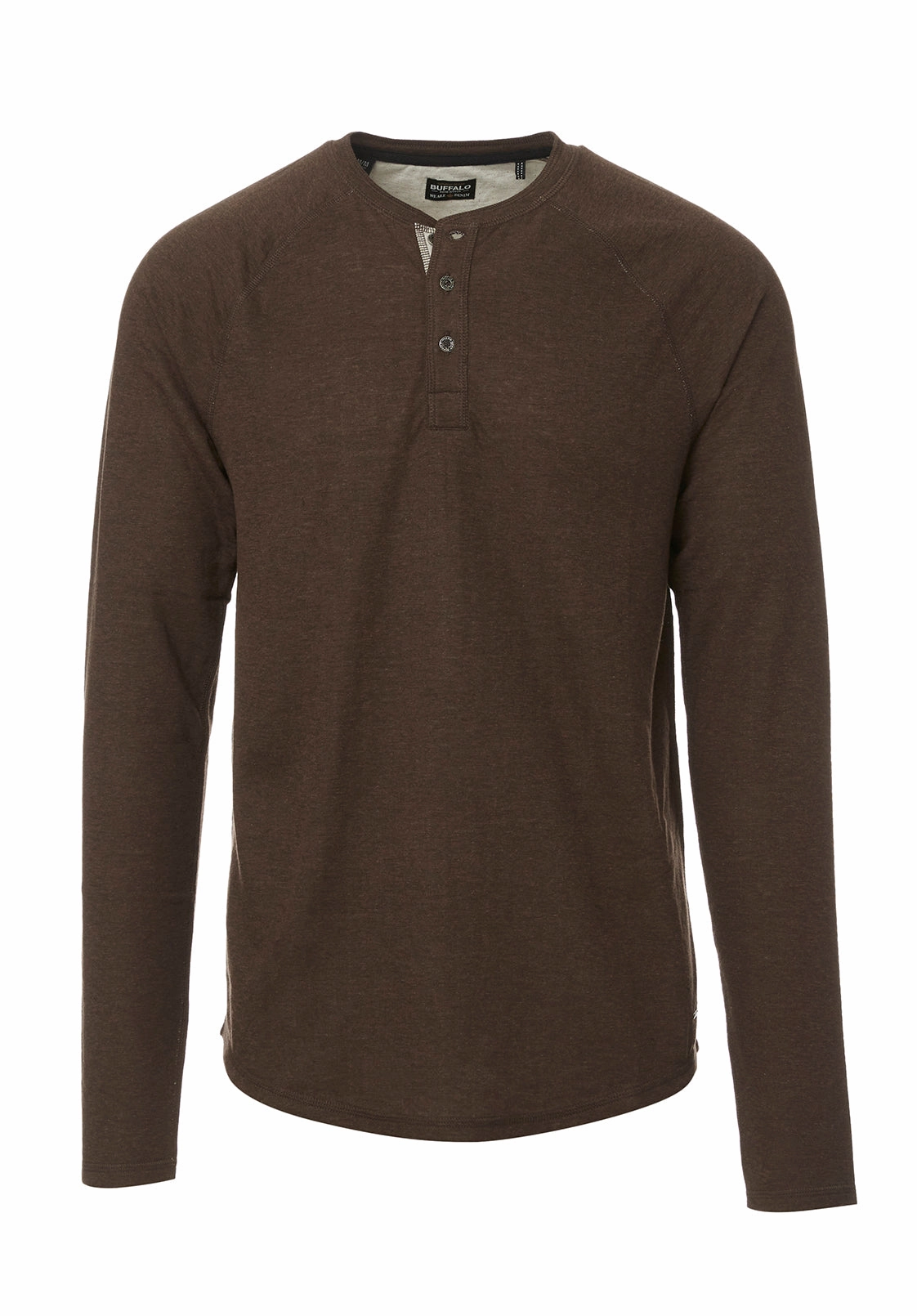 NonIrritatingSeams Kariver Men's Long-Sleeve Henley Top in Brown - BM24026