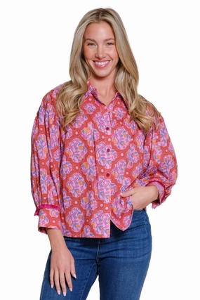 Collared Print Shirt - Multi Summer Sweater