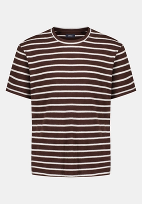 V-neck Blouse Kosta Men's Short-Sleeve Crewneck Striped Top, Milk - BM24737