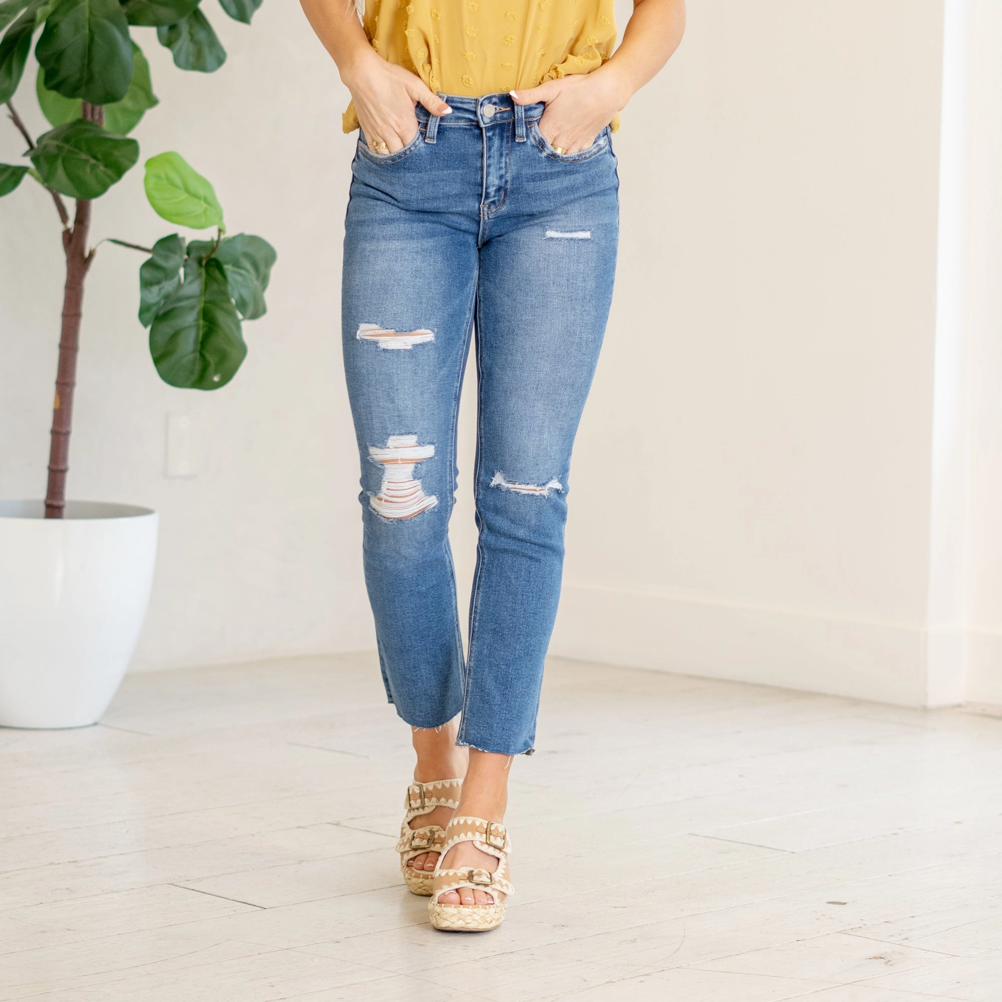 Elegant Formal Hidden Rivet Details Consistent High Rise Straight Leg Regular & Plus Sizes