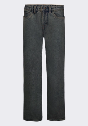 Style Simplicity Smart Casual Athlete Fit Relaxed Straight Driven Men's Jeans, Authentic Worn Indigo - BM26074