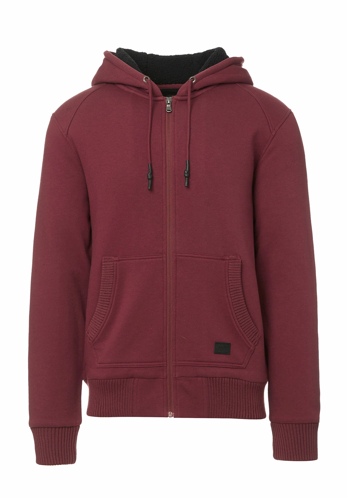 surfing clothes Durable Yarn Fasox Men's Zip-Up Hooded Jacket with Sherpa Lining, Oxblood red - BM24161