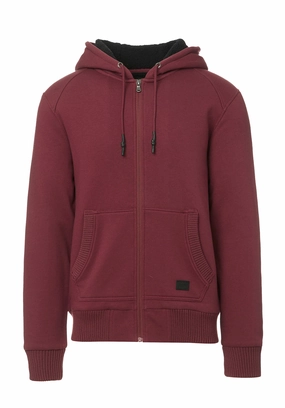 stretchy texture Sporty Fit Fasox Men's Zip-Up Hooded Jacket with Sherpa Lining, Oxblood red - BM24161