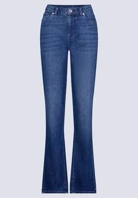 Mid Rise Straight Mary Women's Jeans, Contrasting Indigo  - BL15988 standard fit