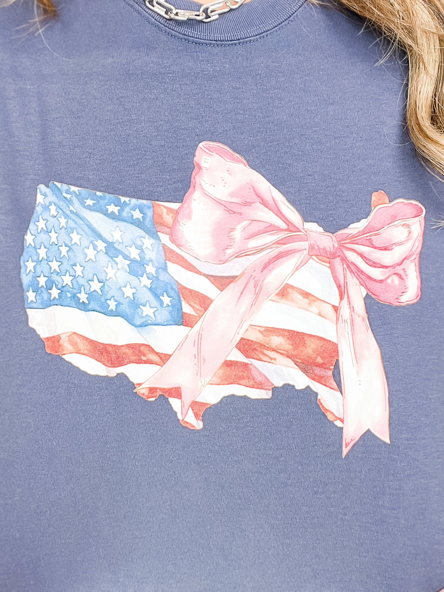 Friction Resistant Finish America The Beautiful With a Bow Graphic Tee