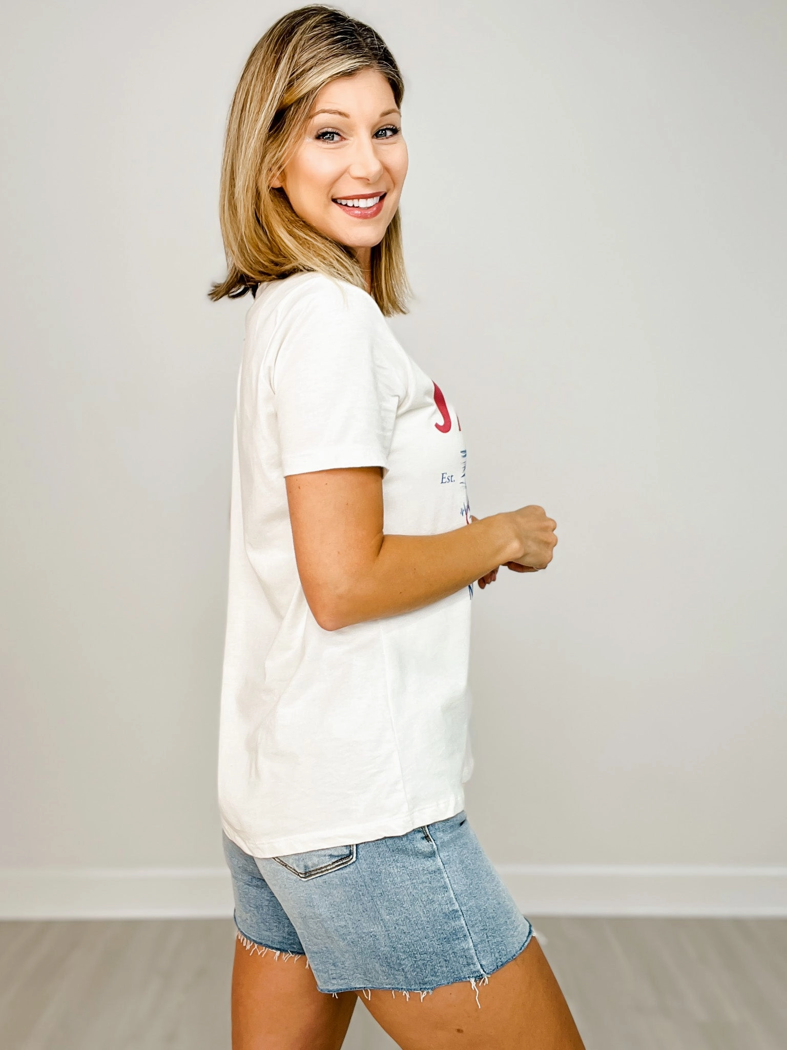 Amity Island Swimming Club Graphic Tee Tubular Body Construction