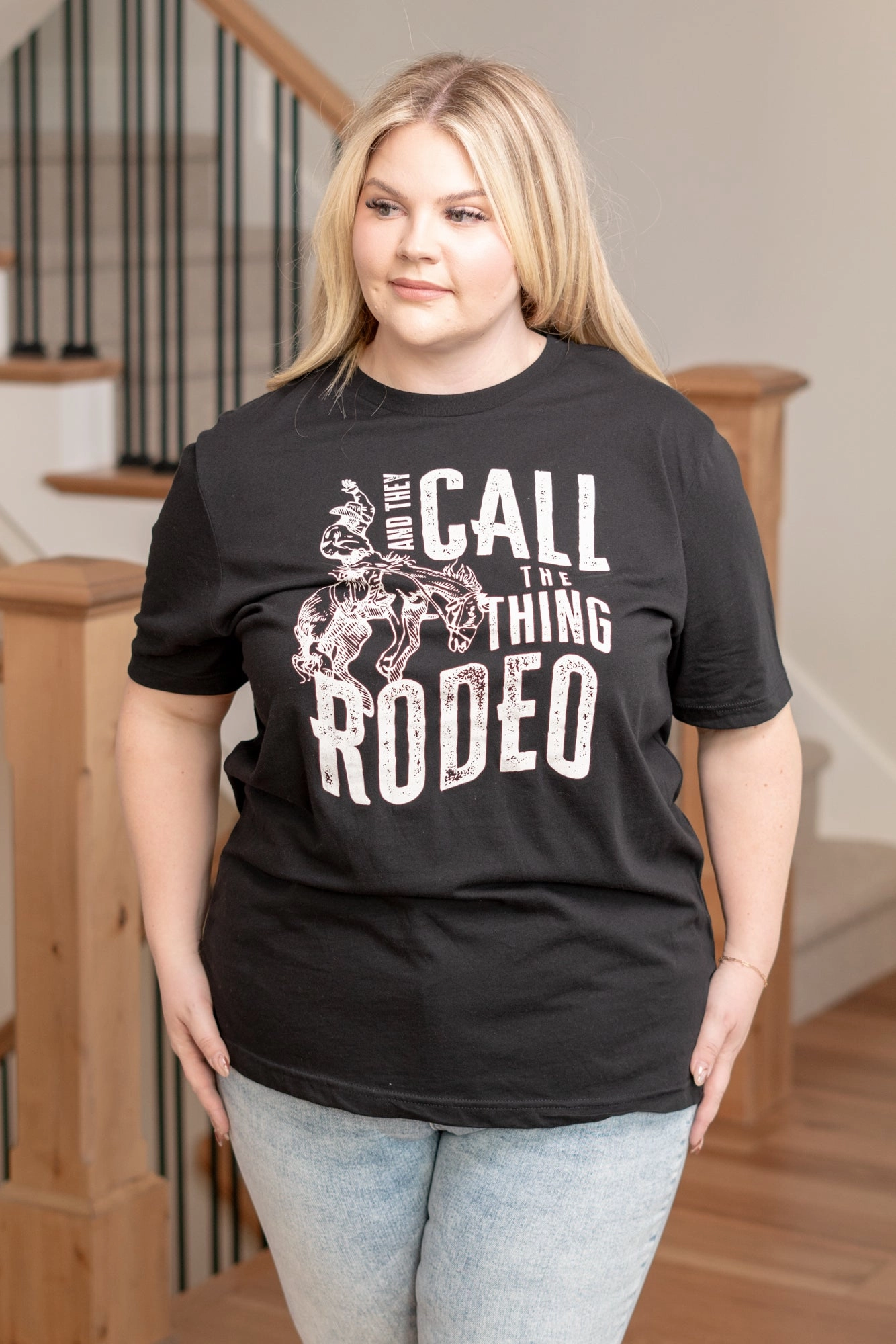 Machine washable And They Call The Thing Rodeo Graphic  - Black T-Shirt
