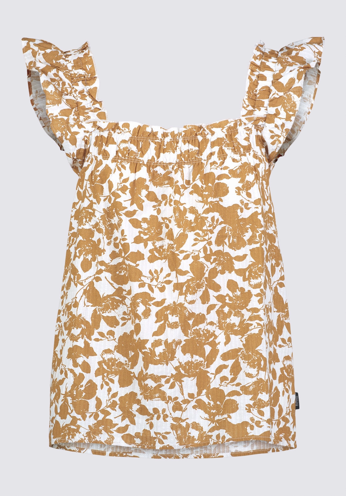 Classic Style Comfortable Look Mabilia Women's Flutter Sleeve Top, Yellow Flowers - WT0108S