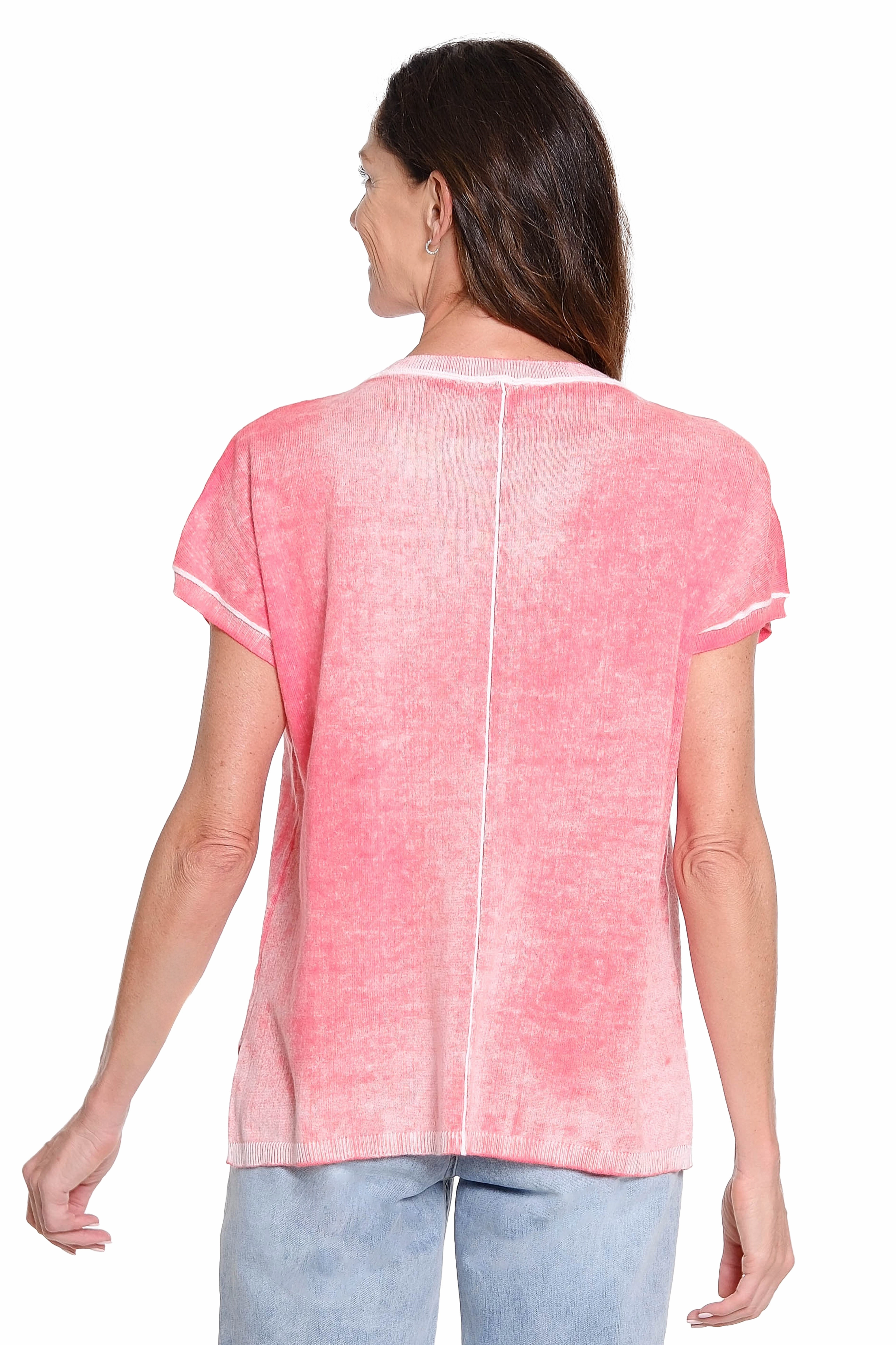 Reverse Printed Cap Sleeve Top ?C Coral ShockAbsorbing Layered Panel Design