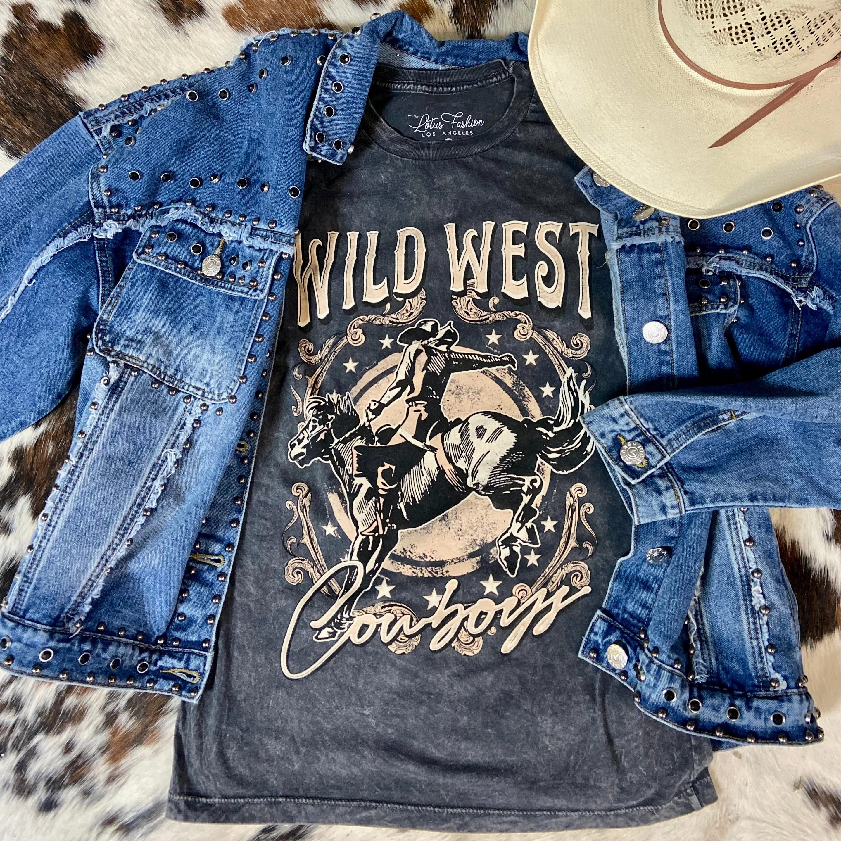 UVProtection Coating StretchTechnology Wild West Cowboys Mineral Washed Tee*