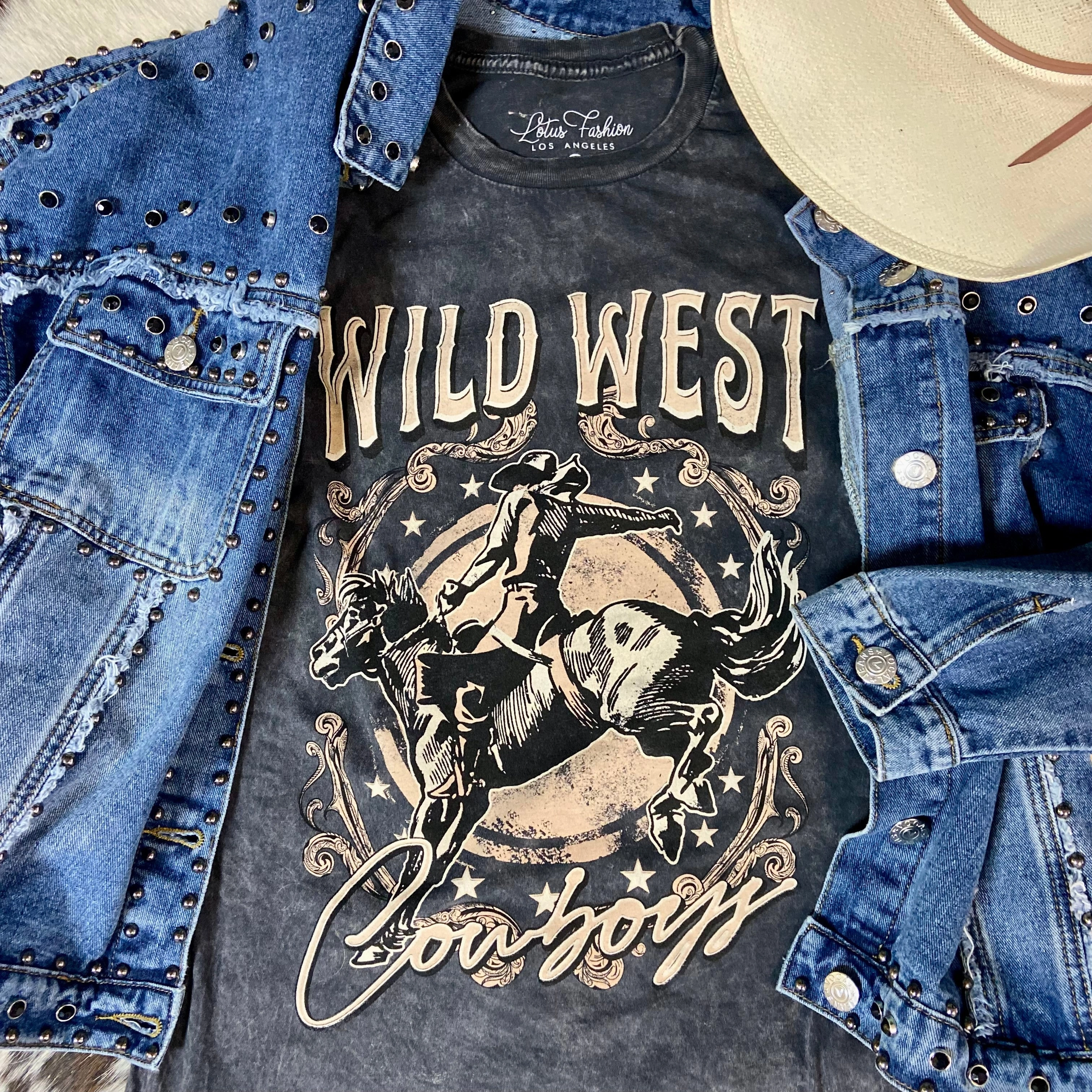 Wild West Cowboys Mineral Washed Tee* Eco Friendly Blend AllDayComfort