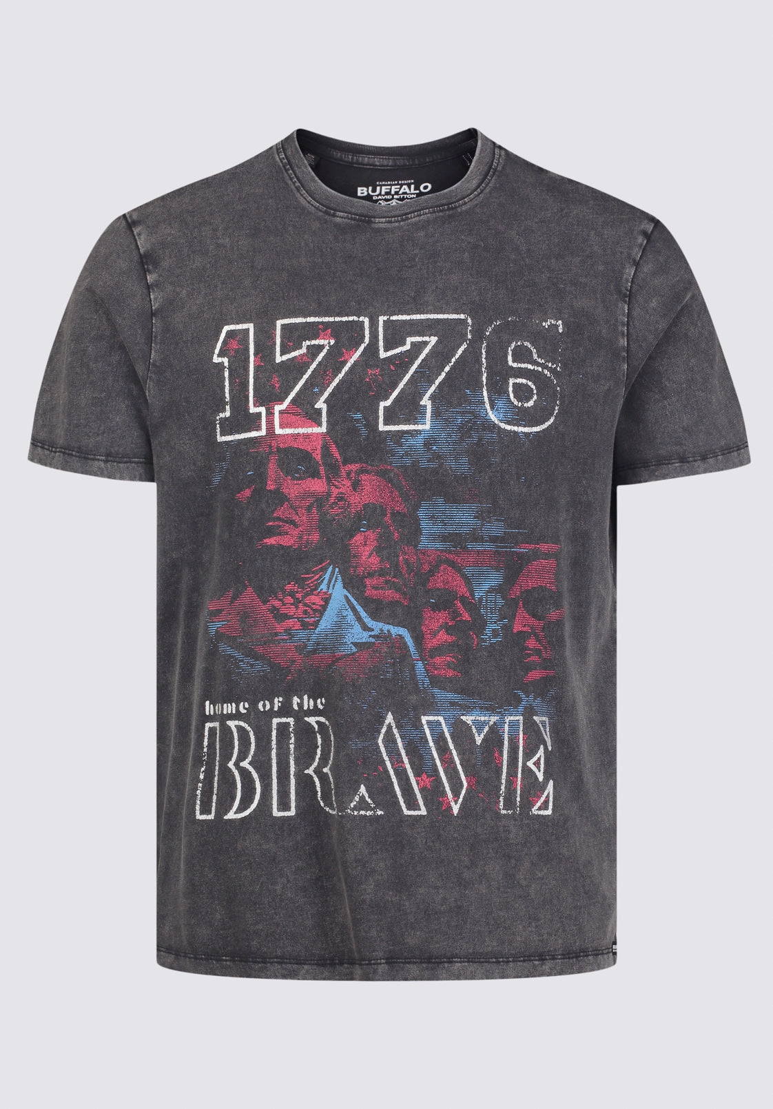 Tykeim Men's Short Sleeve Graphic T-shirt, Black Vintage - BM24353 Layered Look