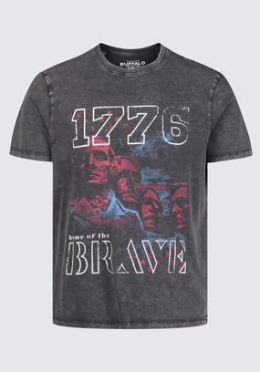 Tykeim Men's Short Sleeve Graphic T-shirt, Black Vintage - BM24353 Layered Look