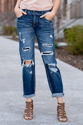 Aviva Mid Rise Ripped Boyfriend Sustainable Denim Production