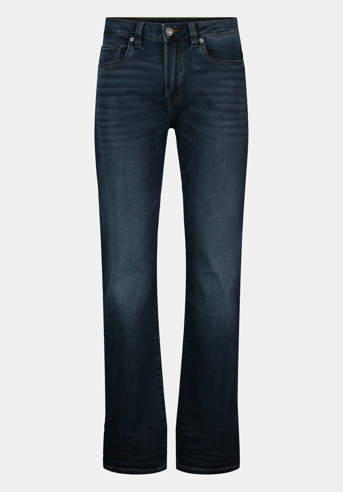 Weekend Getaway Trend Setter Wardrobe Fit Relaxed Straight Driven Men's Jeans in Crinkled and Sanded Dark Blue - BM22639