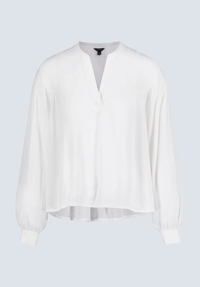 Premium Option Two Tone Stitching Kensley Women??s Dropped Shoulder V-neck Loose Blouse, White - WT0119F