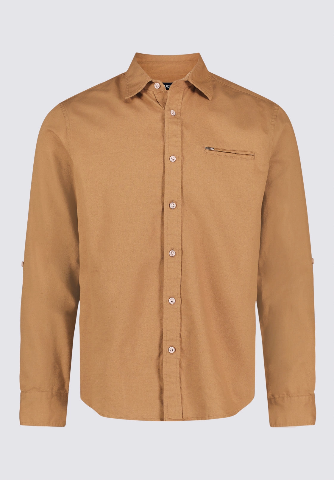 Simbio Men's Long-Sleeve Linen Blend Fitted Shirt, Woodsmoke - BM24617 Relaxed Look